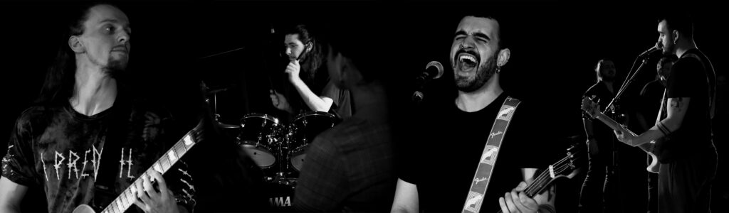 montage photo de groupe de musique valentinois qui jouent sur scène en noir et blanc